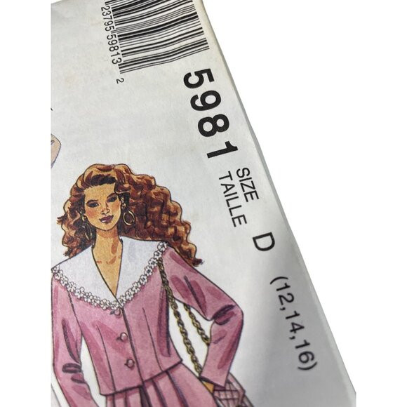 90s McCalls 5981 Two Piece Dress Sewing Pattern Sizes D 12-14-16 Vintage UNCUT - Picture 2 of 6